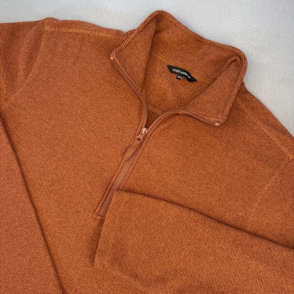 Men's Simply Southern 1/4 Zip Longsleeve Sweater Orange Rust Size XXL